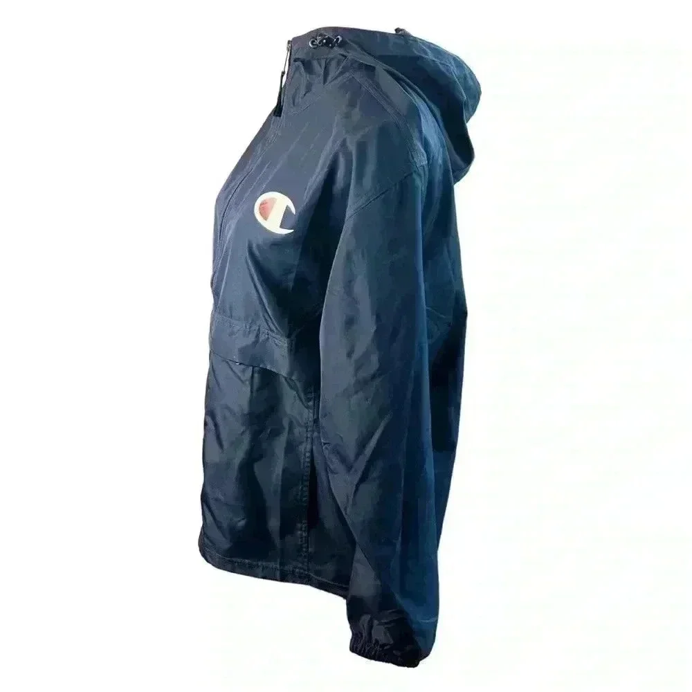 Champion Unisex Navy Blue Wind and Water-Resistant Hooded Jacket•Like New•